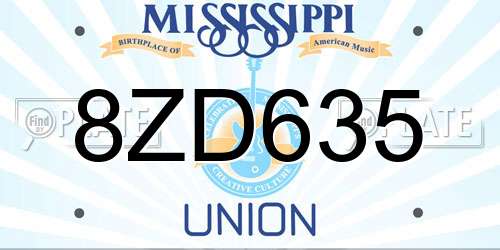 8ZD635 Mississippi License Plate