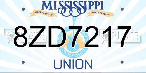 8ZD7217 Mississippi License Plate