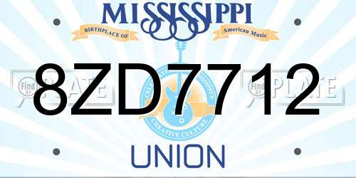 8ZD7712 Mississippi License Plate