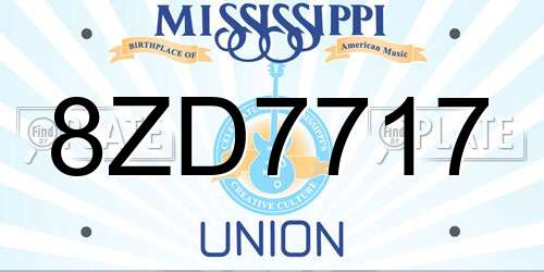 8ZD7717 Mississippi License Plate