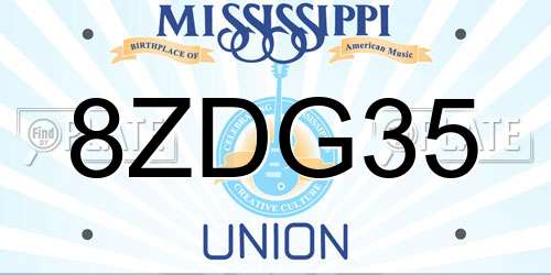 8ZDG35 Mississippi License Plate