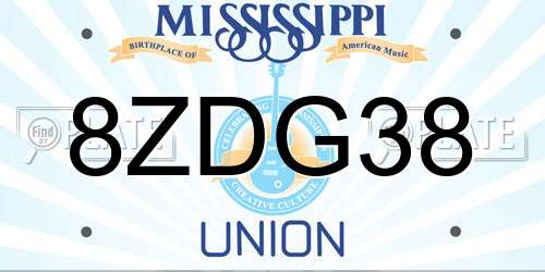 8ZDG38 Mississippi License Plate