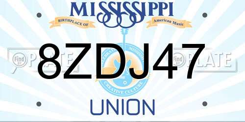 8ZDJ47 Mississippi License Plate