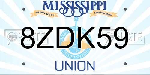 8ZDK59 Mississippi License Plate