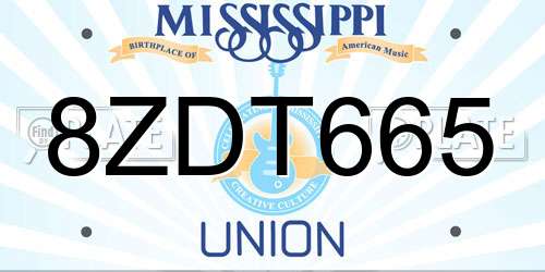 8ZDT665 Mississippi License Plate
