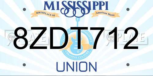 8ZDT712 Mississippi License Plate
