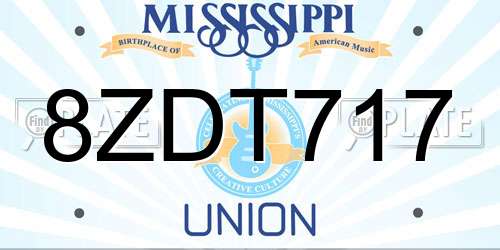 8ZDT717 Mississippi License Plate