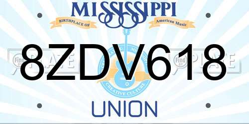 8ZDV618 Mississippi License Plate