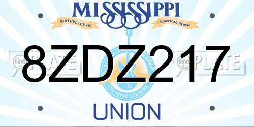 8ZDZ217 Mississippi License Plate