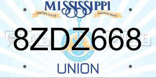 8ZDZ668 Mississippi License Plate