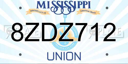 8ZDZ712 Mississippi License Plate