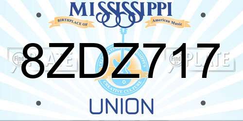 8ZDZ717 Mississippi License Plate