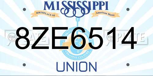 8ZE6514 Mississippi License Plate