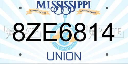 8ZE6814 Mississippi License Plate