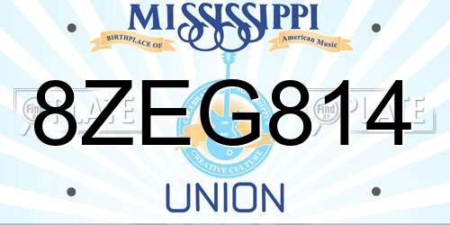 8ZEG814 Mississippi License Plate