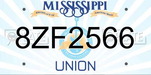 8ZF2566 Mississippi License Plate