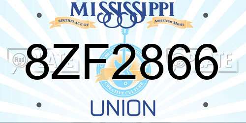 8ZF2866 Mississippi License Plate