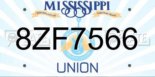 8ZF7566 Mississippi License Plate