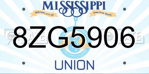 8ZG5906 Mississippi License Plate