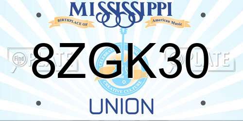 8ZGK30 Mississippi License Plate