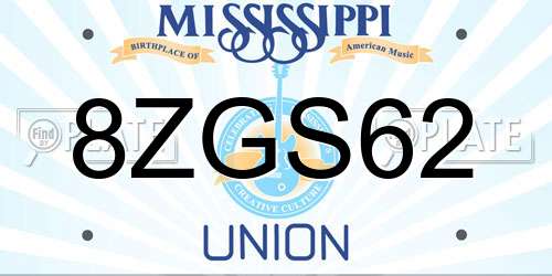8ZGS62 Mississippi License Plate