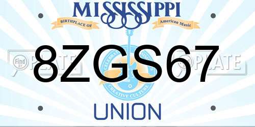 8ZGS67 Mississippi License Plate
