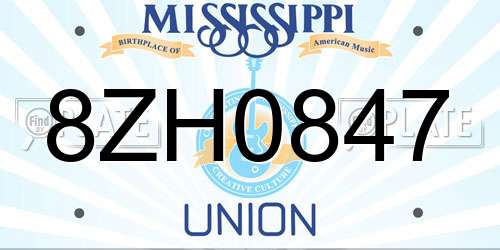 8ZH0847 Mississippi License Plate