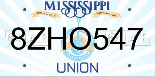 8ZHO547 Mississippi License Plate