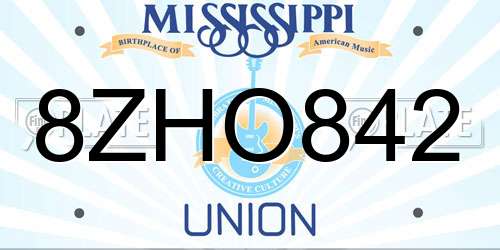 8ZHO842 Mississippi License Plate