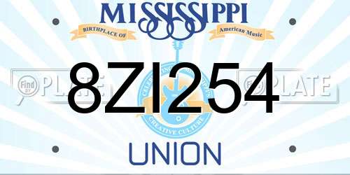 8ZI254 Mississippi License Plate