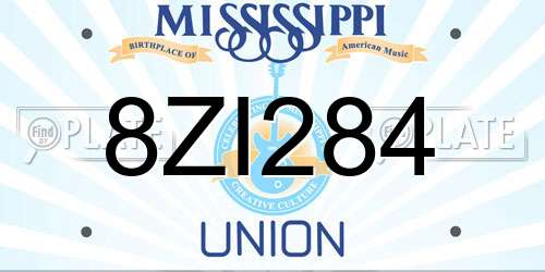 8ZI284 Mississippi License Plate