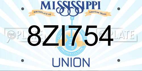 8ZI754 Mississippi License Plate