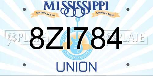 8ZI784 Mississippi License Plate
