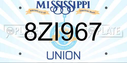 8ZI967 Mississippi License Plate