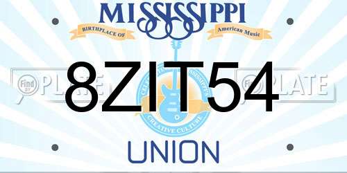 8ZIT54 Mississippi License Plate