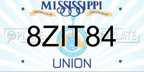 8ZIT84 Mississippi License Plate