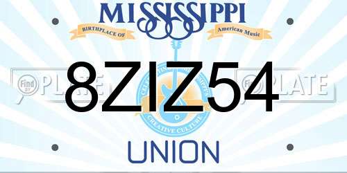 8ZIZ54 Mississippi License Plate