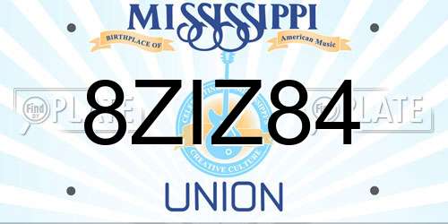8ZIZ84 Mississippi License Plate