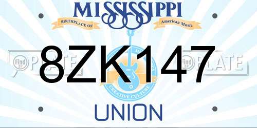 8ZK147 Mississippi License Plate