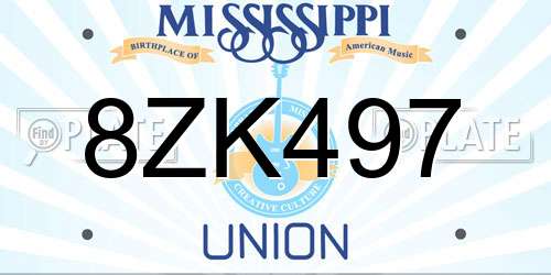 8ZK497 Mississippi License Plate