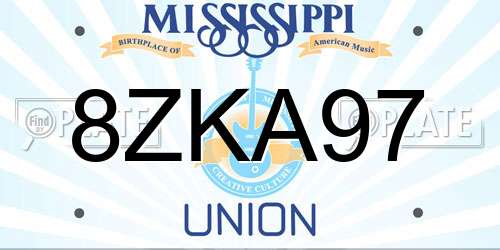 8ZKA97 Mississippi License Plate