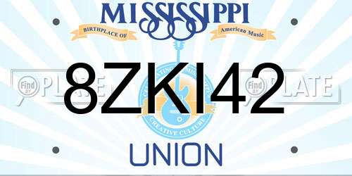 8ZKI42 Mississippi License Plate