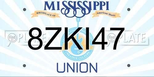 8ZKI47 Mississippi License Plate