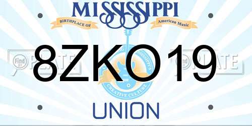 8ZKO19 Mississippi License Plate