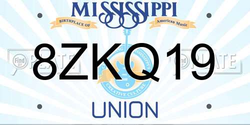 8ZKQ19 Mississippi License Plate