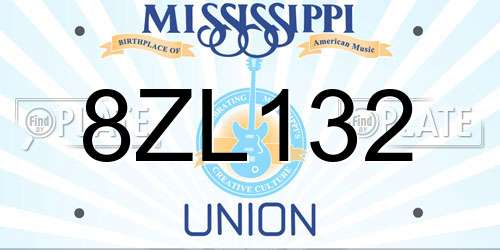 8ZL132 Mississippi License Plate