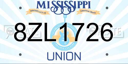 8ZL1726 Mississippi License Plate