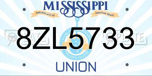 8ZL5733 Mississippi License Plate