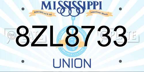 8ZL8733 Mississippi License Plate