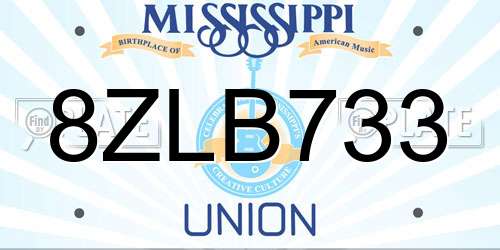 8ZLB733 Mississippi License Plate